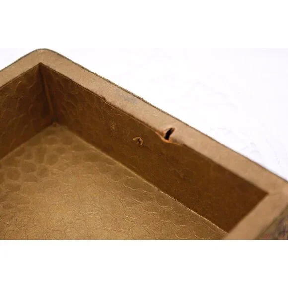 Vintage jewelry box 2 pretty flower girls, French brocade ribbon covered trinket - Picture 7 of 9